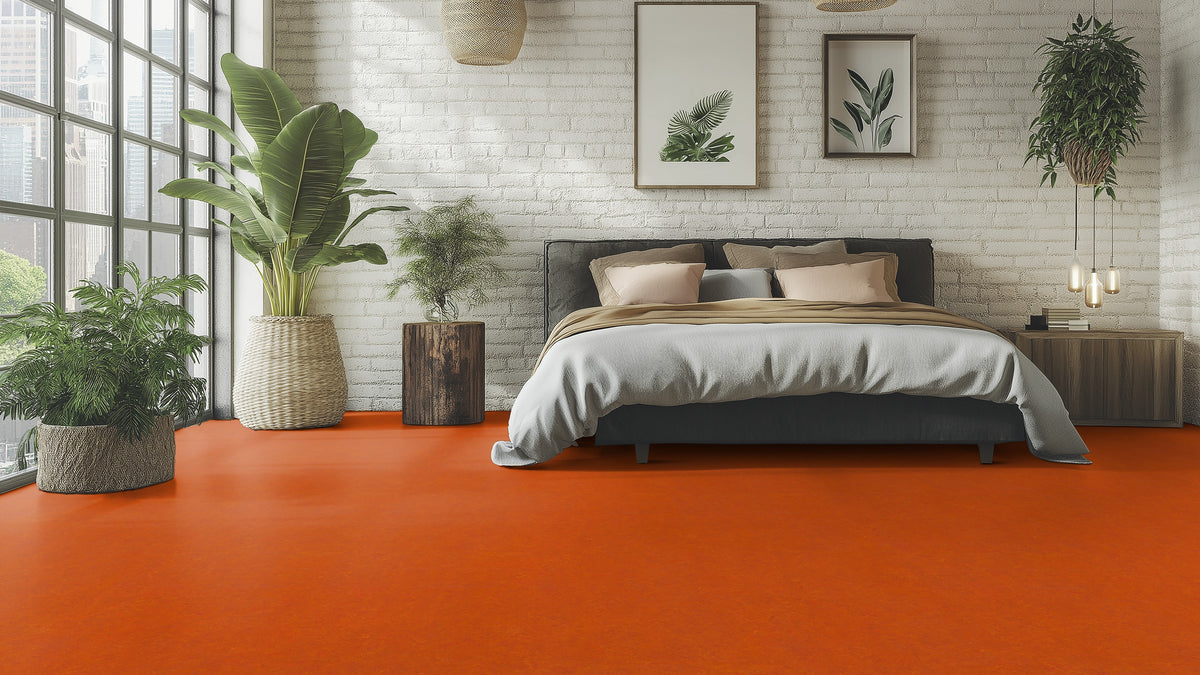 Elastium Linoleumboden 200cm | Farbe: Orange Warm | Raumbild 1 (Beispielbild, Farbe kann abweichen)