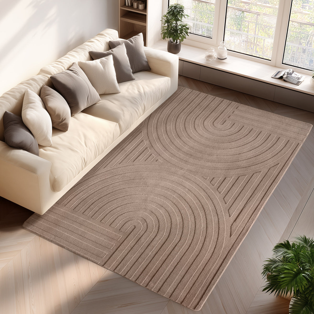 Pompei 1611 Beige Kurzflor Teppich
