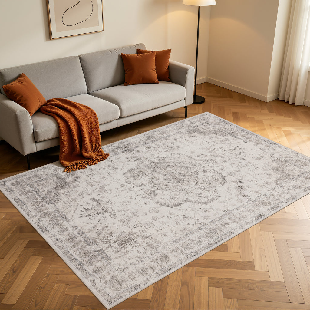 Inka 1141 Beige Kurzflor Teppich waschbar