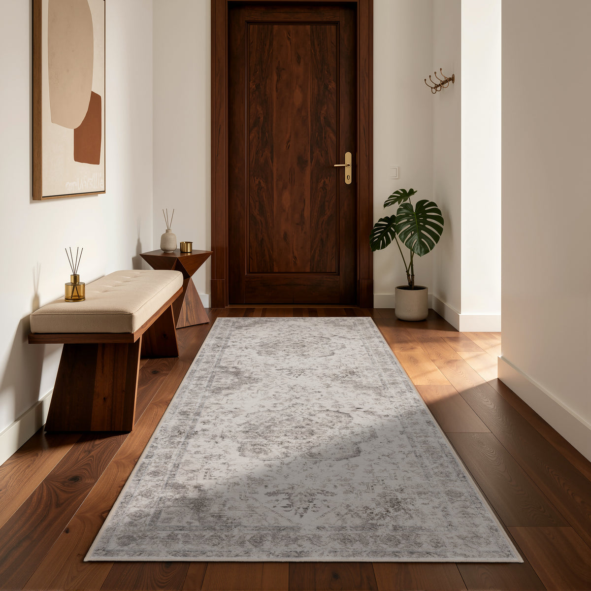 Inka 1141 Beige Kurzflor Teppich waschbar