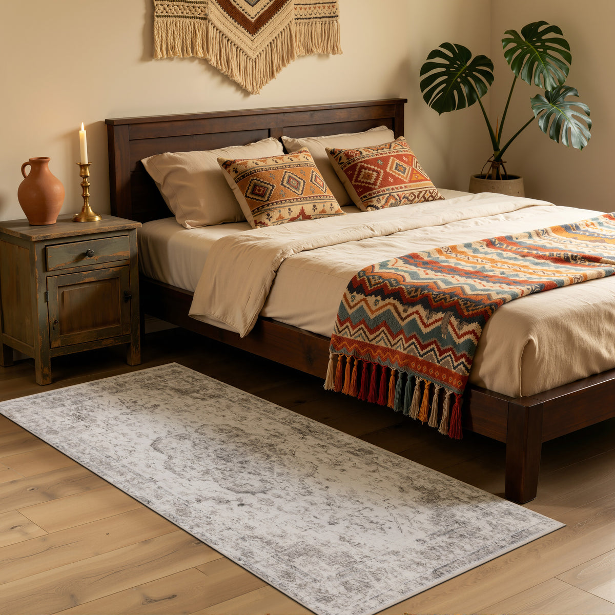 Inka 1141 Beige Kurzflor Teppich waschbar