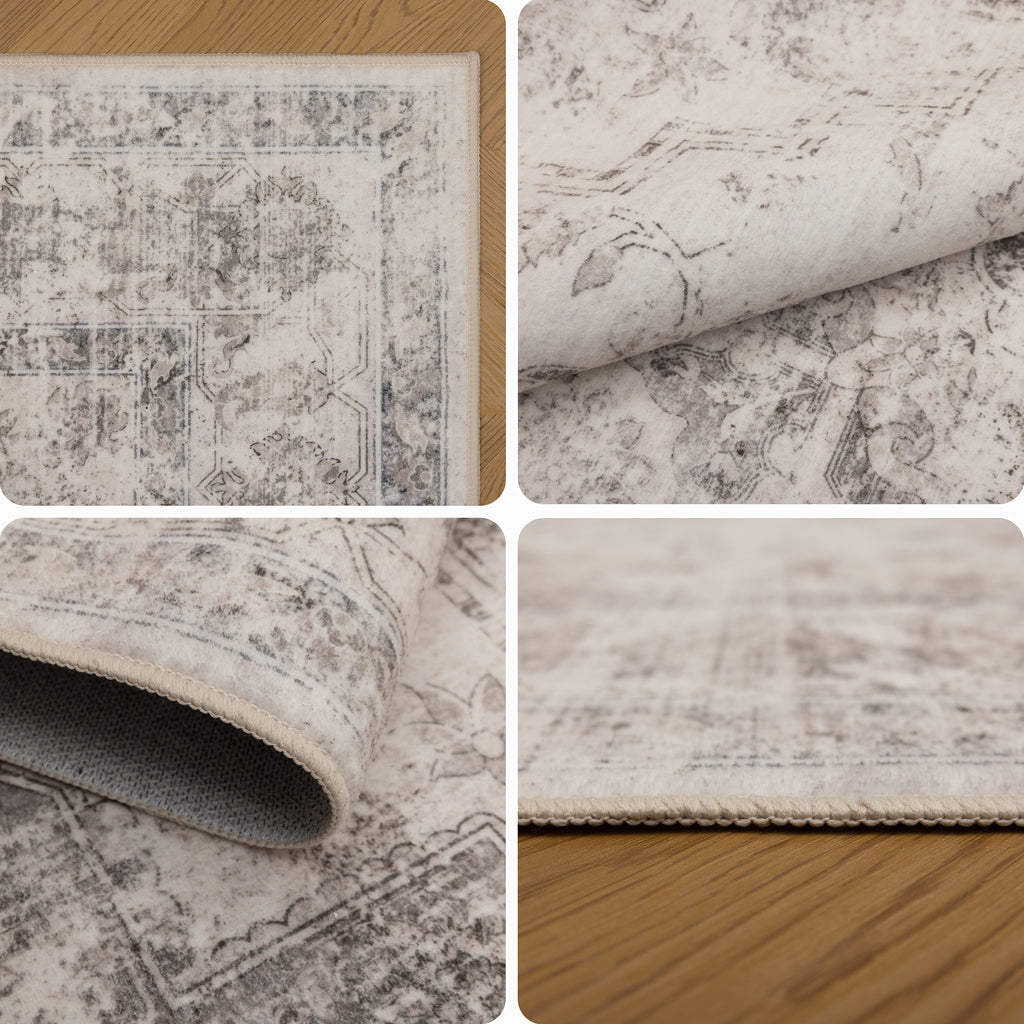 Inka 1141 Beige Kurzflor Teppich waschbar