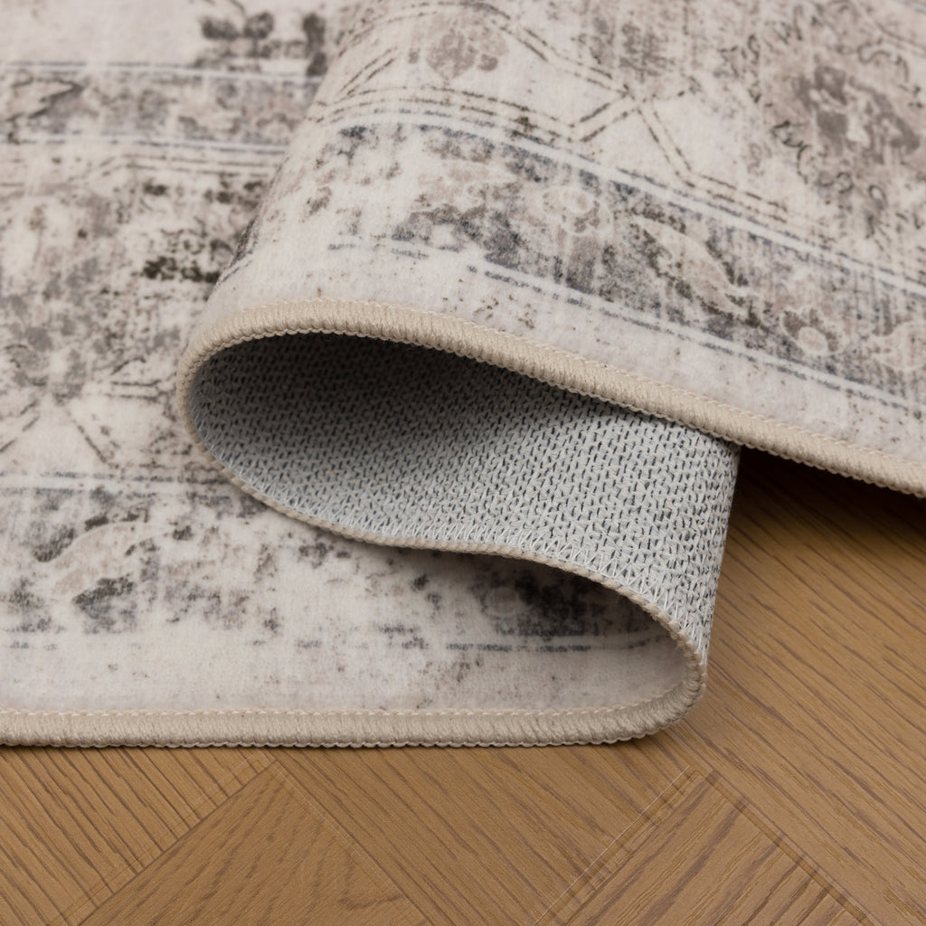 Inka 1141 Beige Kurzflor Teppich waschbar
