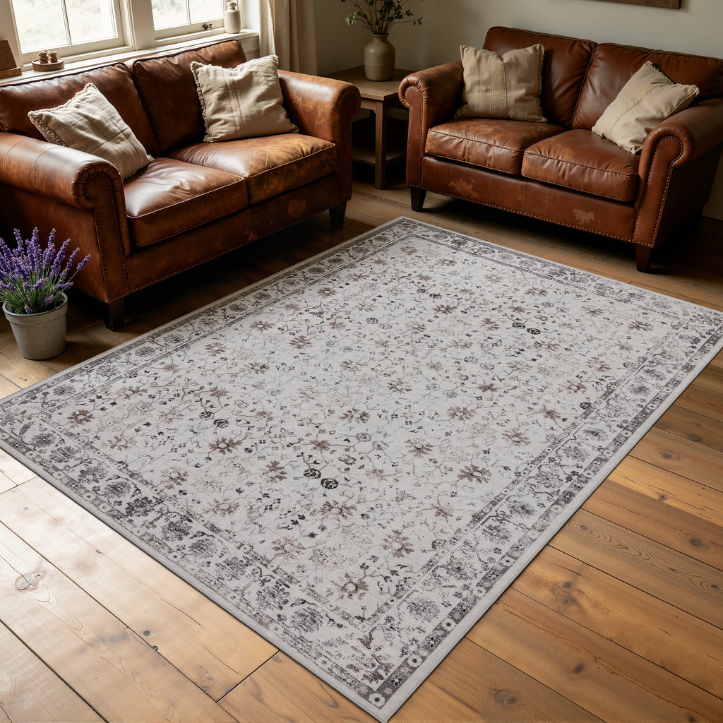 Inka 1142 Creme Kurzflor Teppich waschbar
