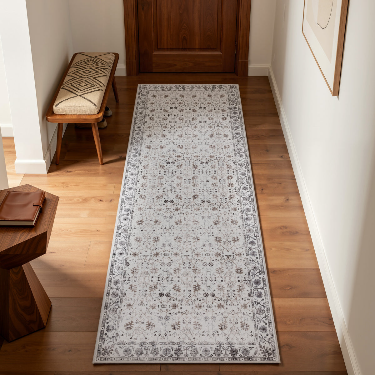 Inka 1142 Creme Kurzflor Teppich waschbar