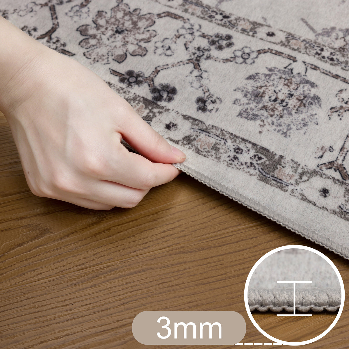 Inka 1142 Creme Kurzflor Teppich waschbar