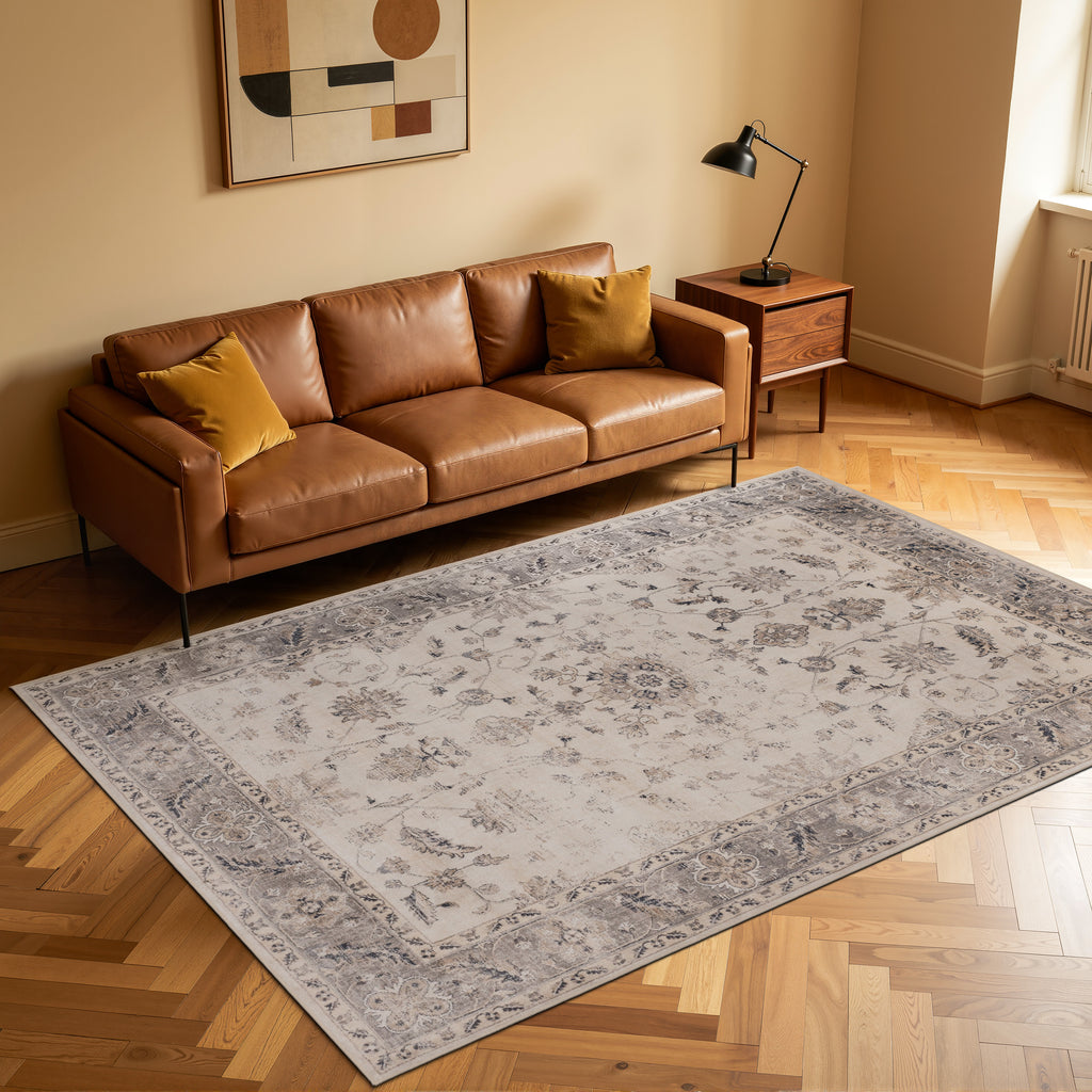 Inka 1143 Beige Kurzflor Teppich waschbar