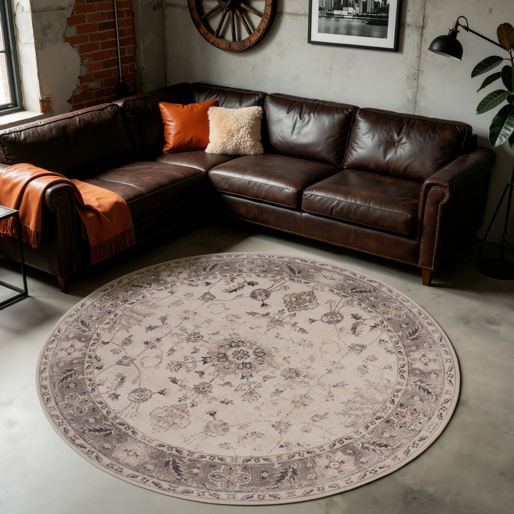 Inka 1143 Beige Kurzflor Teppich waschbar