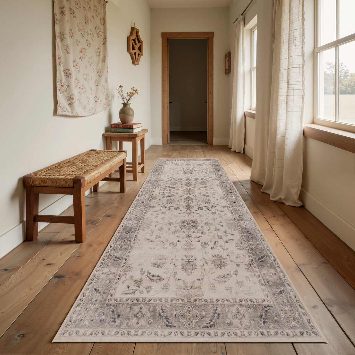 Inka 1143 Beige Kurzflor Teppich waschbar