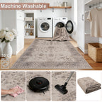 Inka 1143 Beige Kurzflor Teppich waschbar