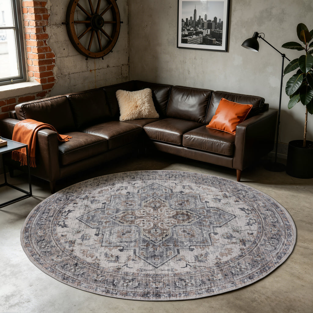 Inka 1144 Beige Kurzflor Teppich waschbar