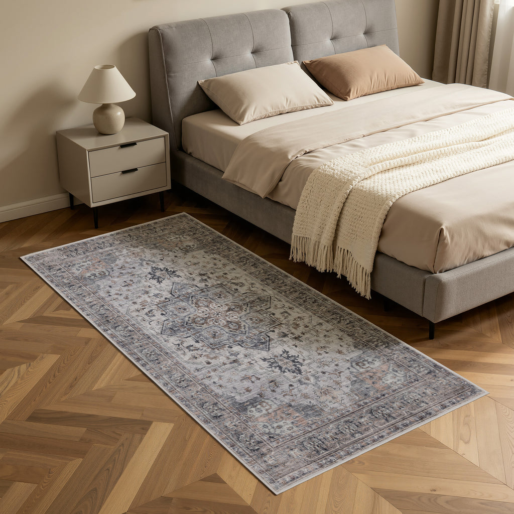 Inka 1144 Beige Kurzflor Teppich waschbar