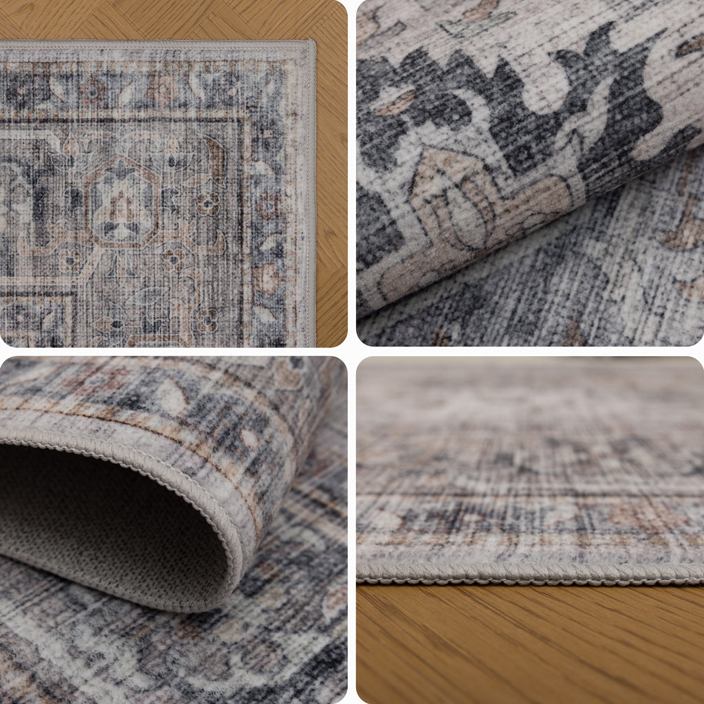 Inka 1144 Beige Kurzflor Teppich waschbar