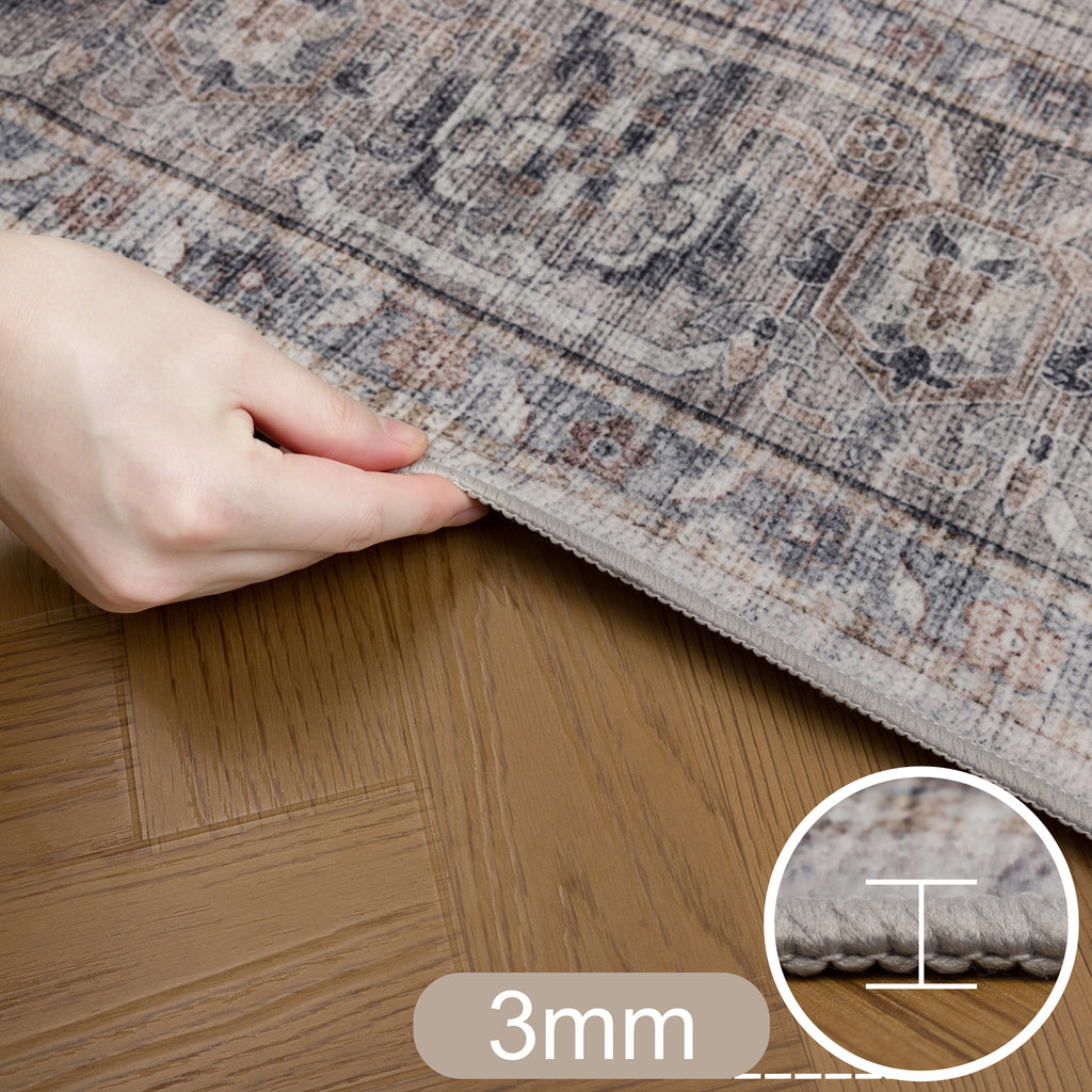Inka 1144 Beige Kurzflor Teppich waschbar