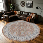 Inka 1145 Terrakotta Kurzflor Teppich waschbar