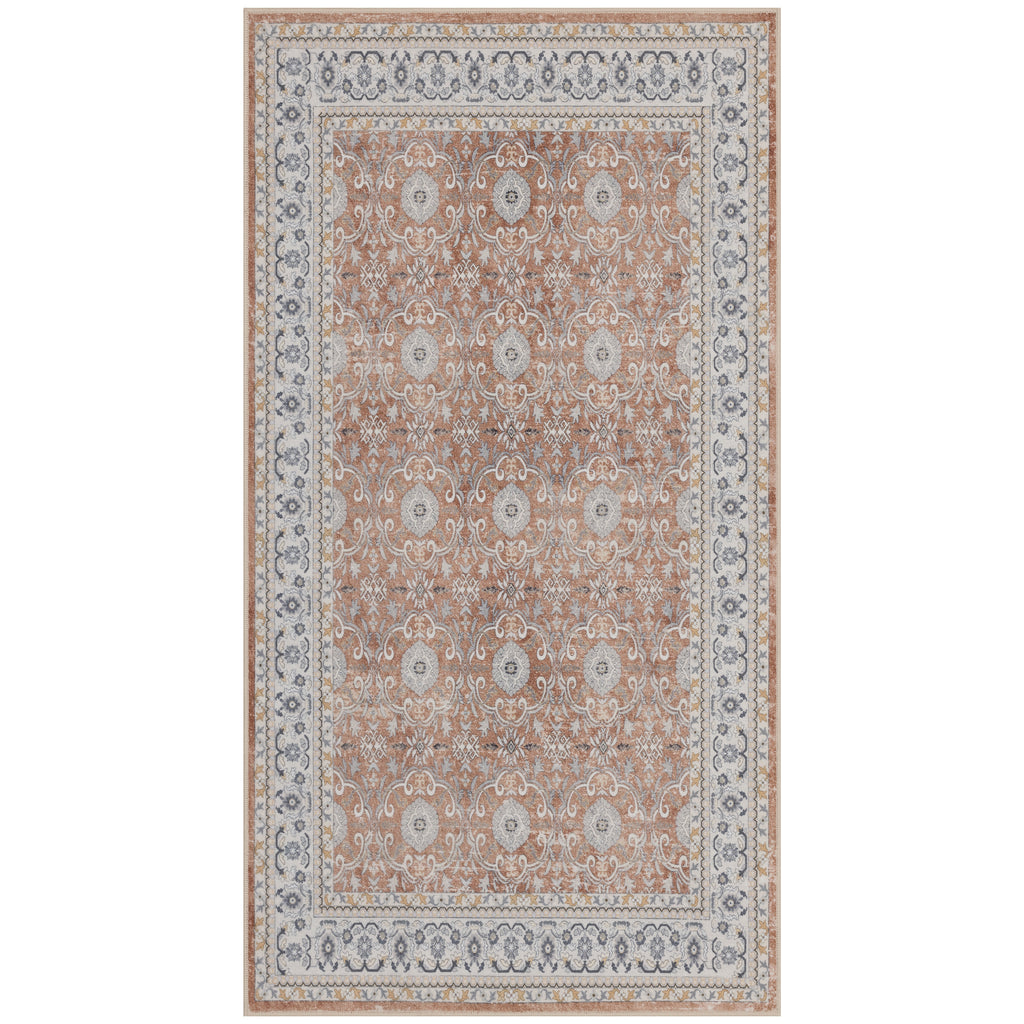 Inka 1145 Terrakotta Kurzflor Teppich waschbar