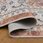 Inka 1145 Terrakotta Kurzflor Teppich waschbar