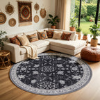 Inka 1146 Schwarz Kurzflor Teppich waschbar