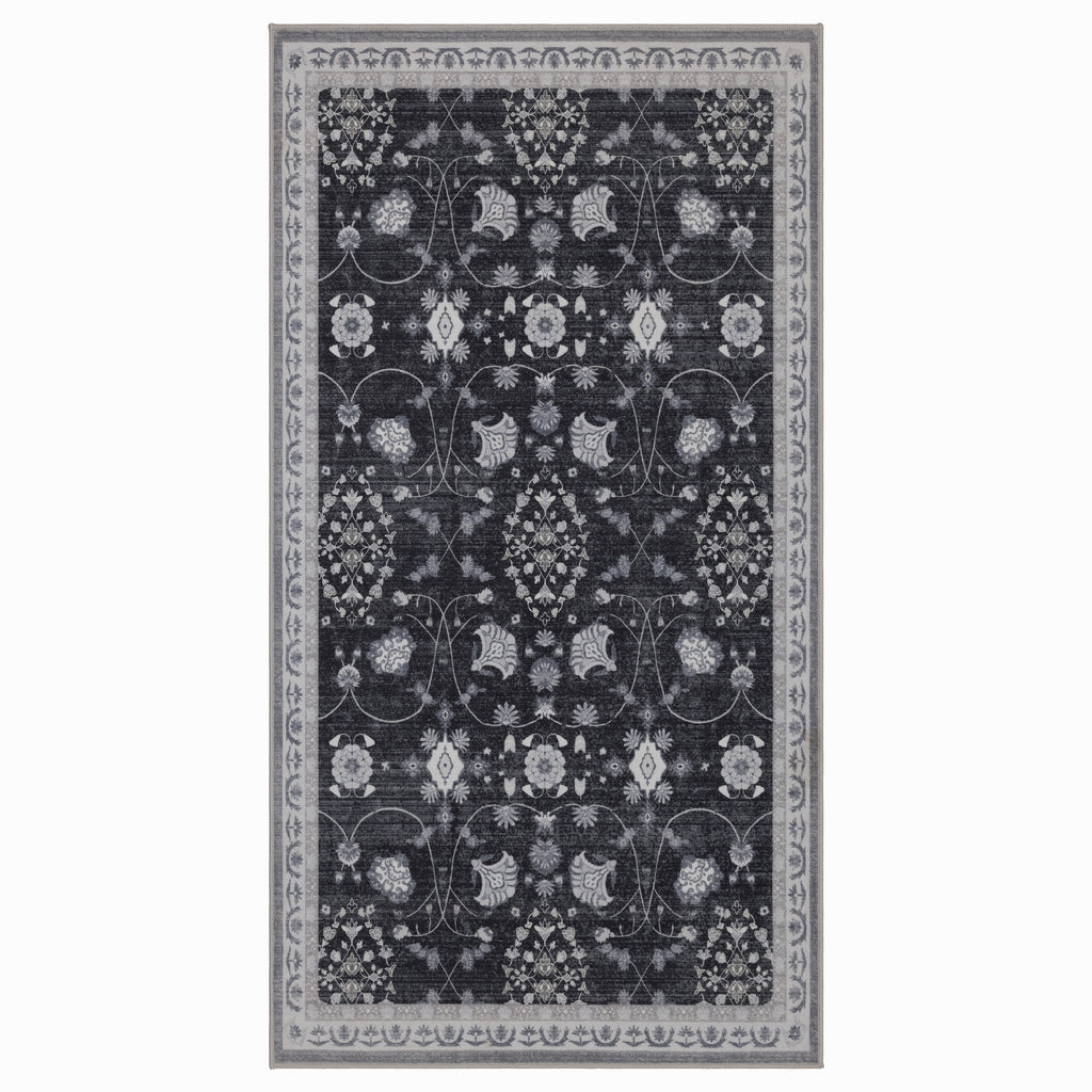 Inka 1146 Schwarz Kurzflor Teppich waschbar
