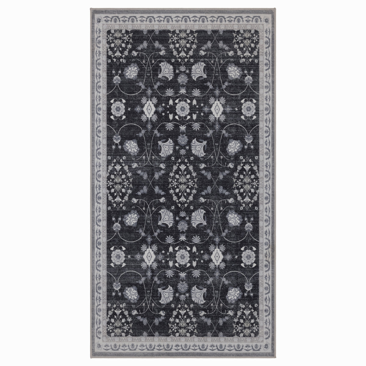 Inka 1146 Schwarz Kurzflor Teppich waschbar