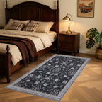 Inka 1146 Schwarz Kurzflor Teppich waschbar