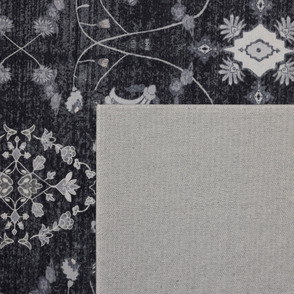 Inka 1146 Schwarz Kurzflor Teppich waschbar