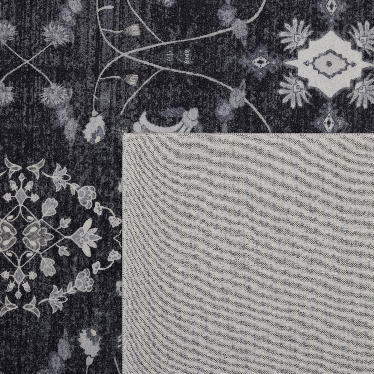 Inka 1146 Schwarz Kurzflor Teppich waschbar