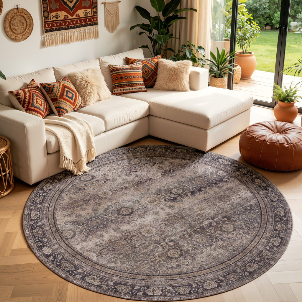 Inka 1147 Braun Kurzflor Teppich waschbar