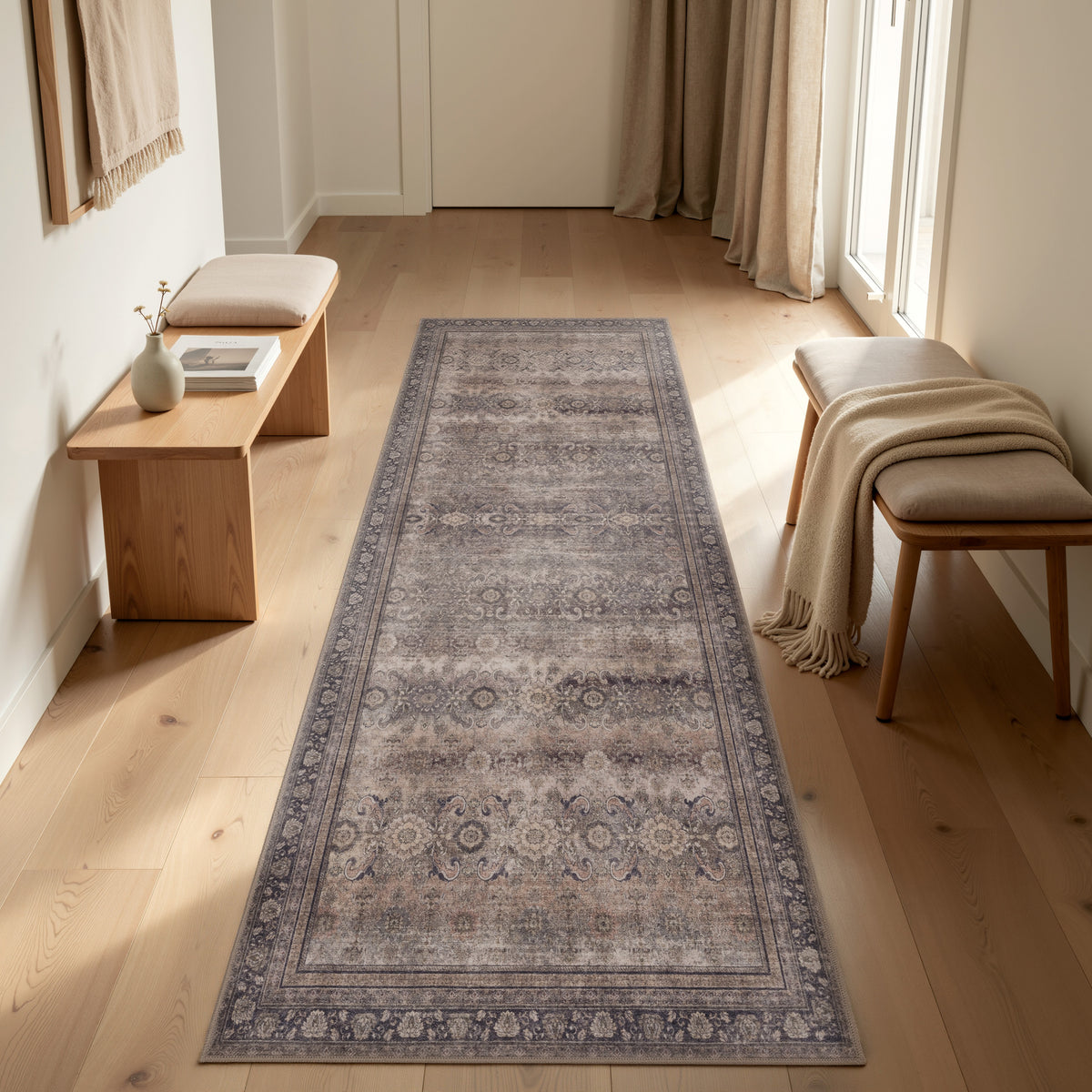 Inka 1147 Braun Kurzflor Teppich waschbar