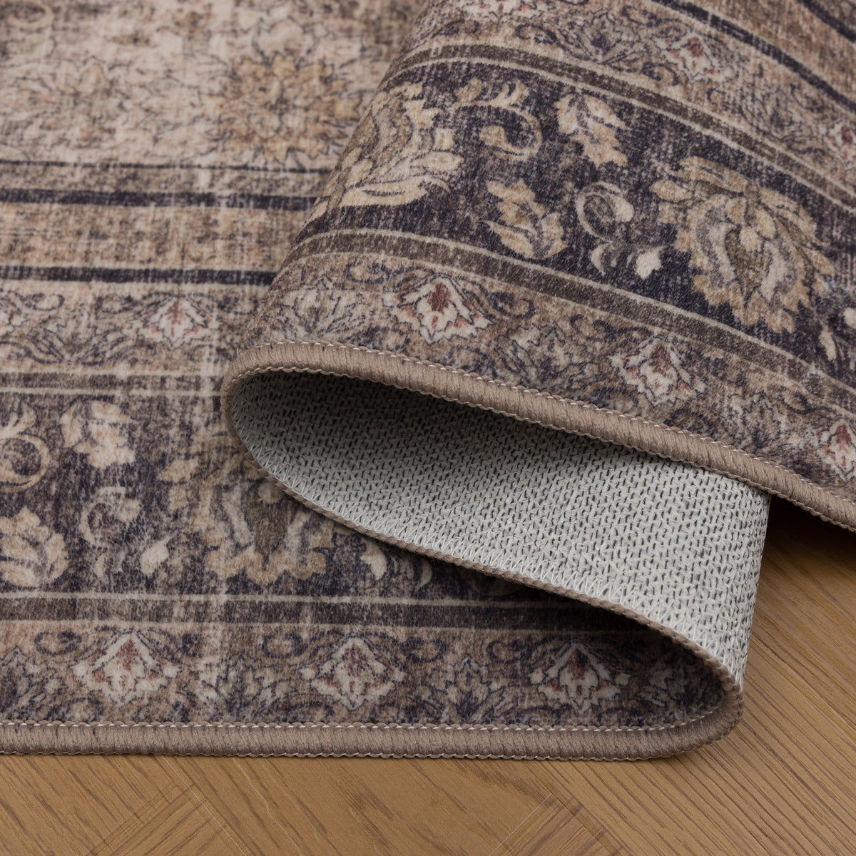 Inka 1147 Braun Kurzflor Teppich waschbar