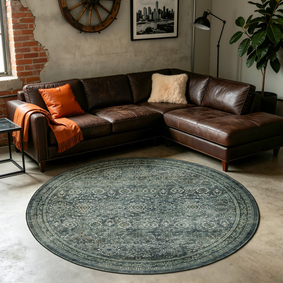 Inka 1148 Grun Kurzflor Teppich waschbar