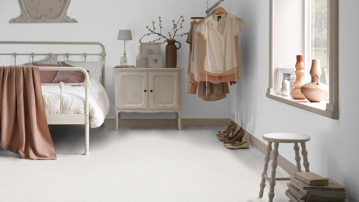 Nuvorino PVC-Boden homogen 200cm | Farbe: Weiß | Raumbild 1 (Beispielbild, Farbe kann abweichen)