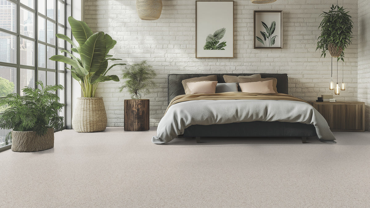 Lisvento PVC-Boden homogen 200cm | Farbe: Kieselgrau | Raumbild 1 (Beispielbild, Farbe kann abweichen)