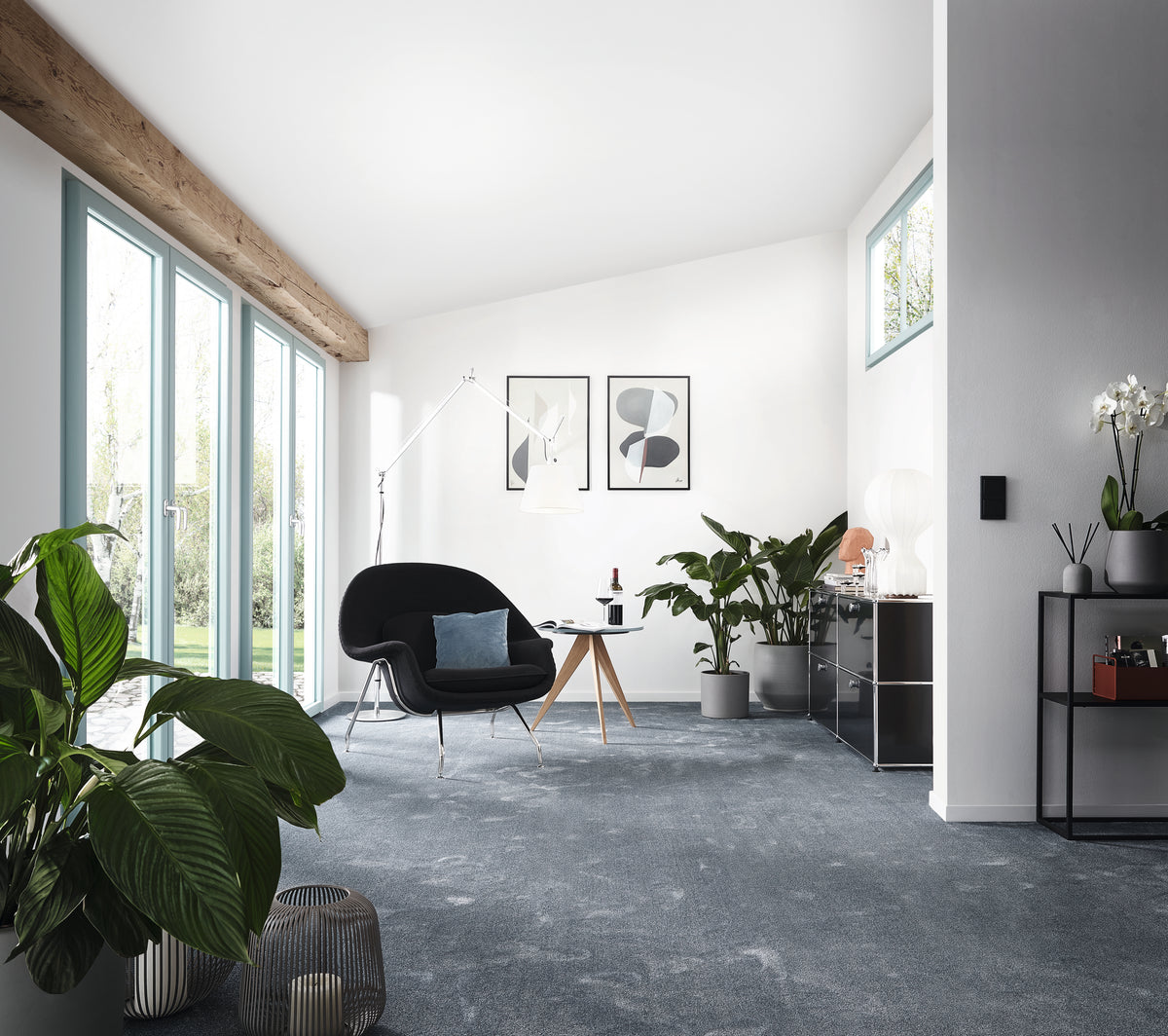 Vorwerk Celina Teppichboden | Farbe: Stahlblau (3S22) | Raumansicht