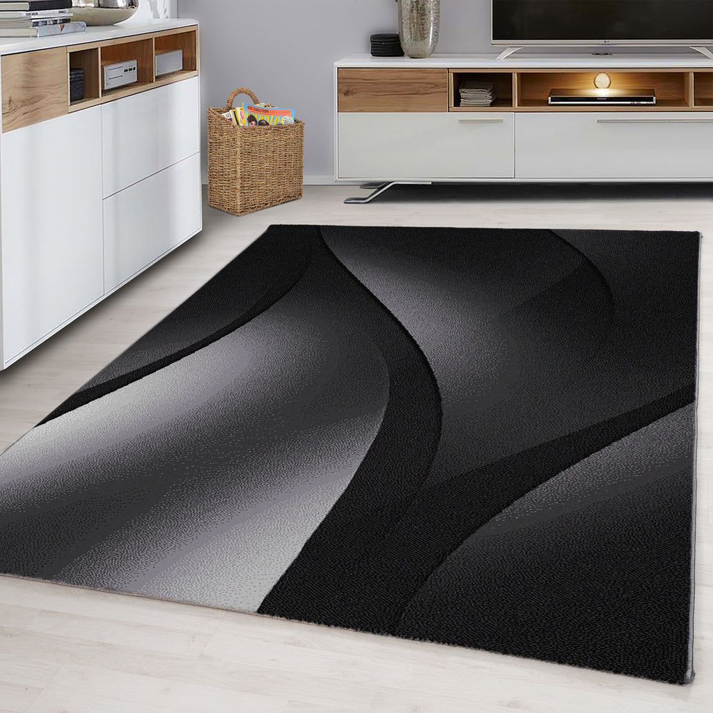 Plus 8010 Black Kurzflor Teppich