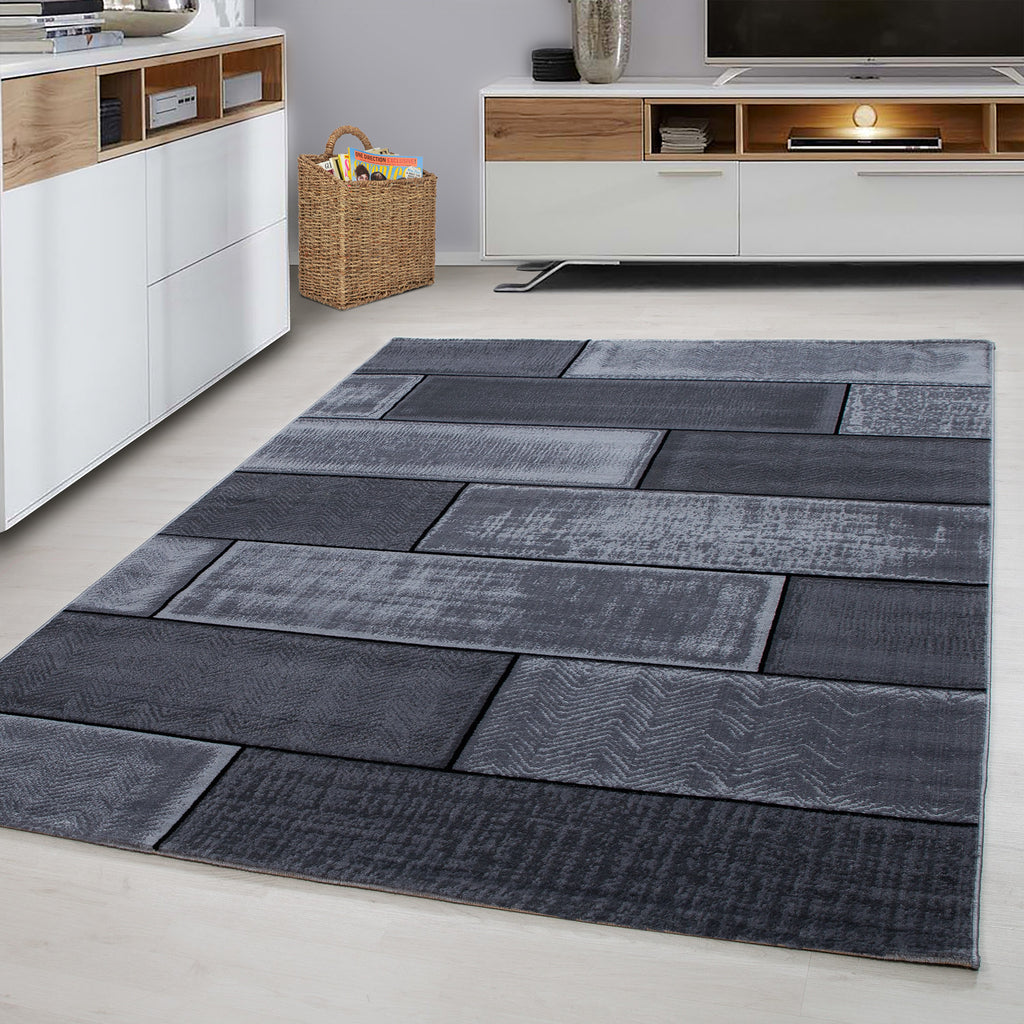 Plus 8007 Black Kurzflor Teppich