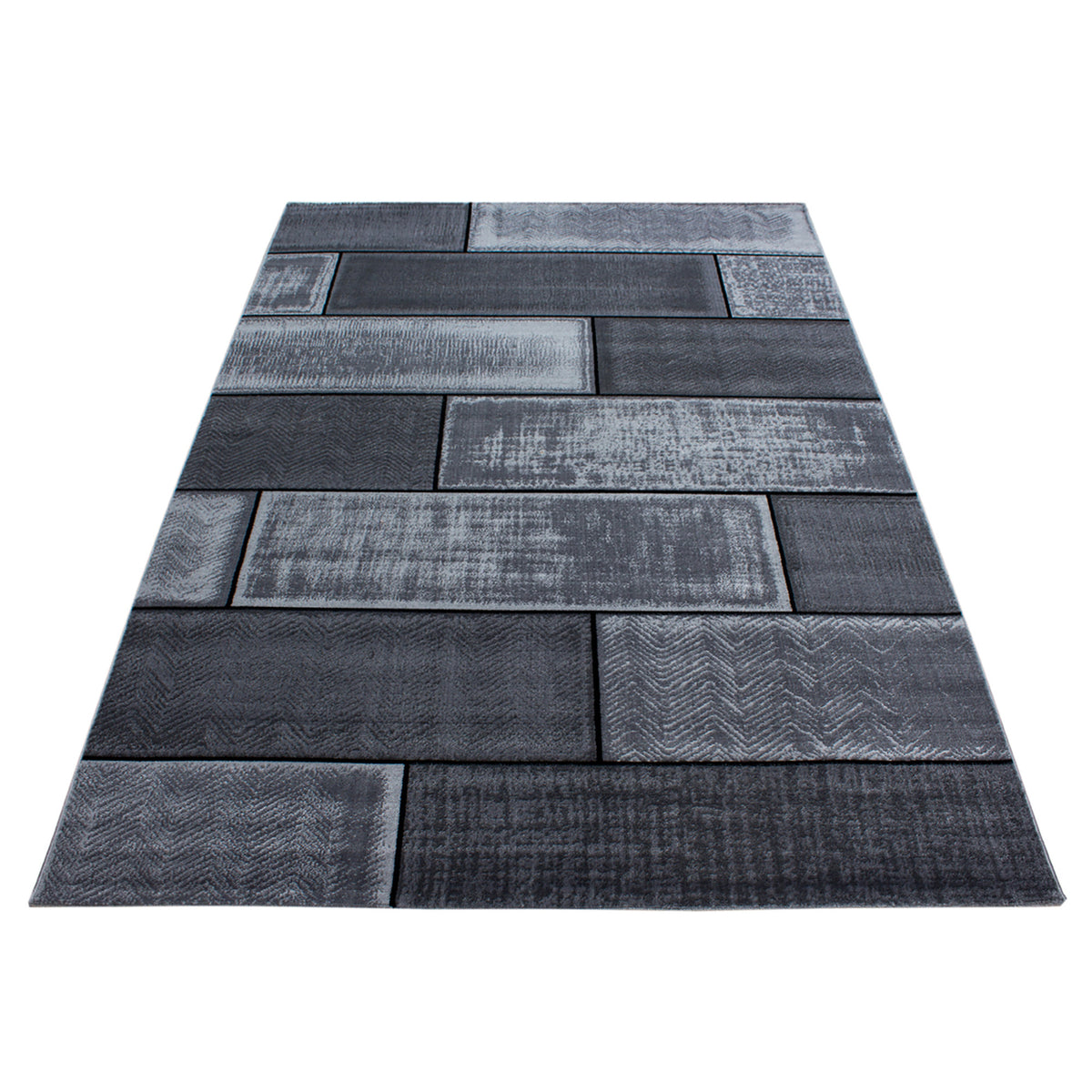 Plus 8007 Black Kurzflor Teppich