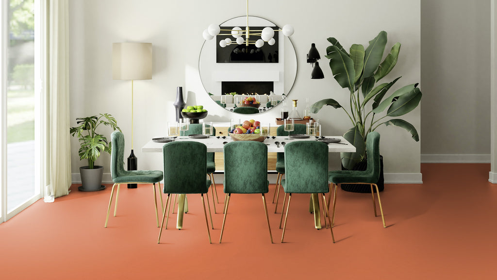 Ulvenaro Linoleumboden 200cm | Farbe: Mandarine | Raumbild 2 (Beispielbild, Farbe kann abweichen)