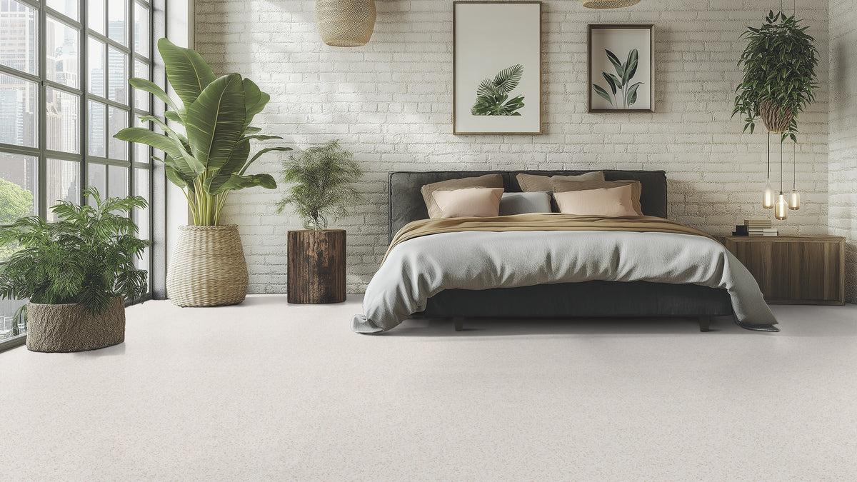 Lisvento R10 PVC-Boden homogen 200cm | Farbe: Cremeweiß | Raumbild 1 (Beispielbild, Farbe kann abweichen)