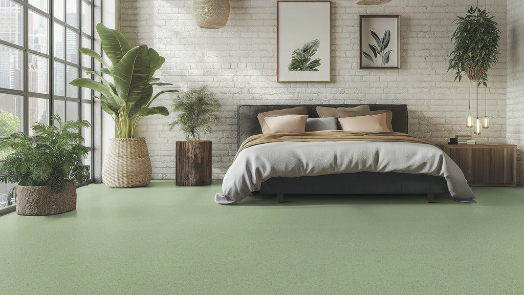 Lisvento PVC-Boden homogen 200cm | Farbe: Salbeigrün | Raumbild 1 (Beispielbild, Farbe kann abweichen)