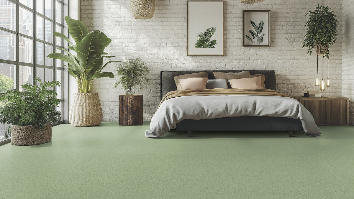 Lisvento PVC-Boden homogen 200cm | Farbe: Salbeigrün | Raumbild 1 (Beispielbild, Farbe kann abweichen)