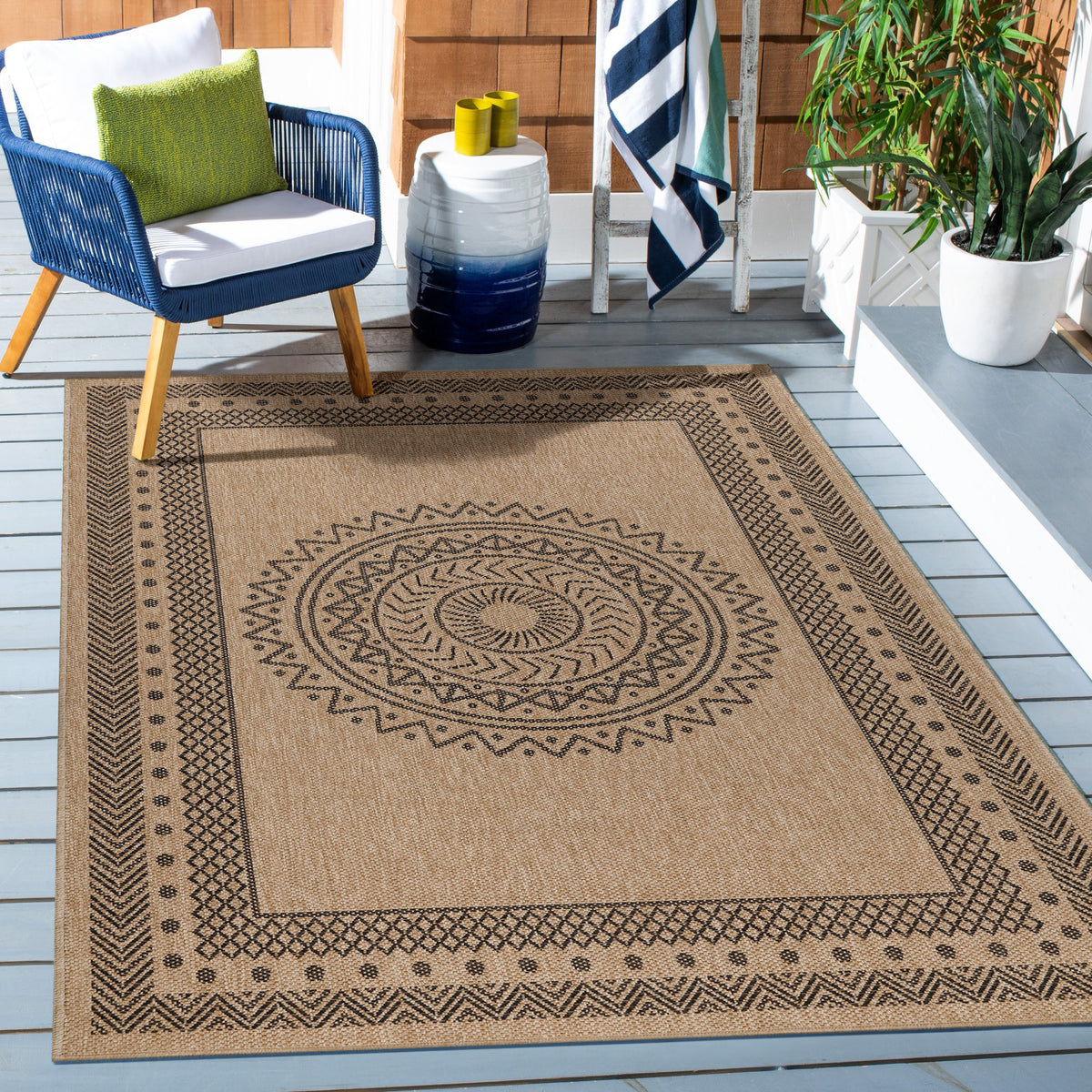 Dhaka 8714 Black Outdoor Teppich