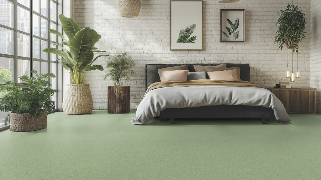 Lisvento R10 PVC-Boden homogen 200cm | Farbe: Salbeigrün | Raumbild 1 (Beispielbild, Farbe kann abweichen)