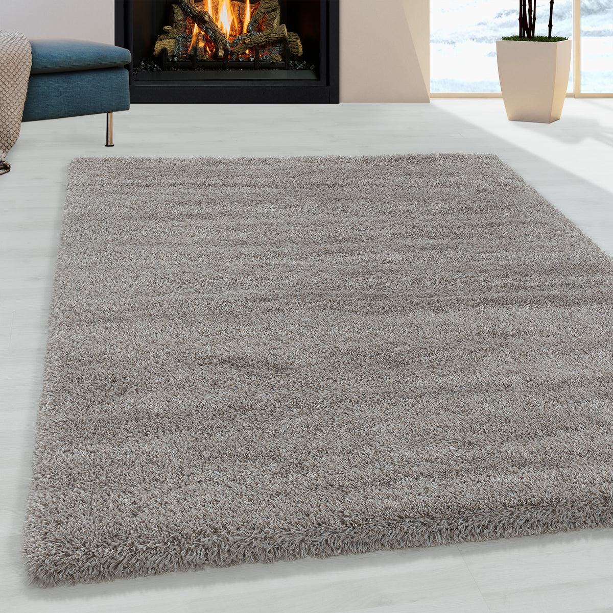Fluffy 3500 Beige Hochflor Teppich