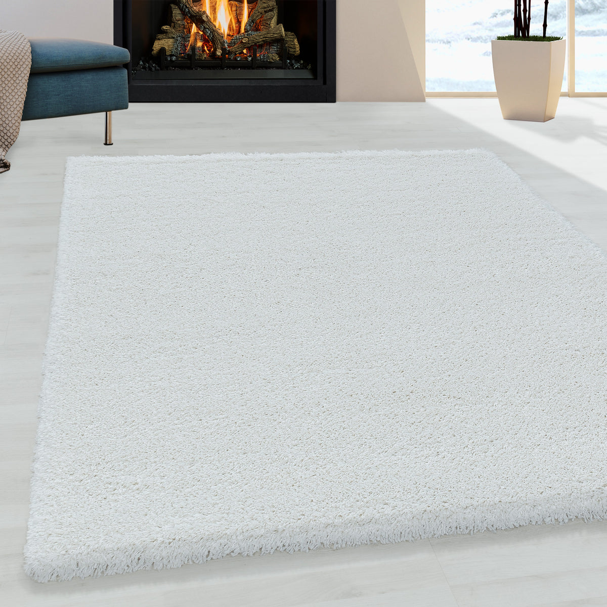 Fluffy 3500 White Hochflor Teppich