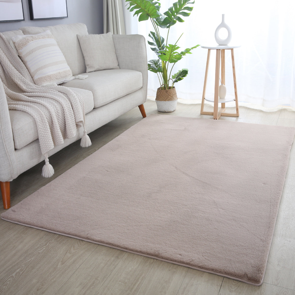 Pouffy 5100 Beige Kurzflor Teppich
