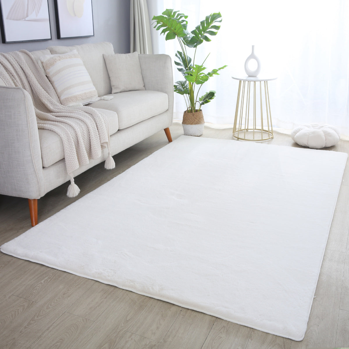 Pouffy 5100 Cream Kurzflor Teppich