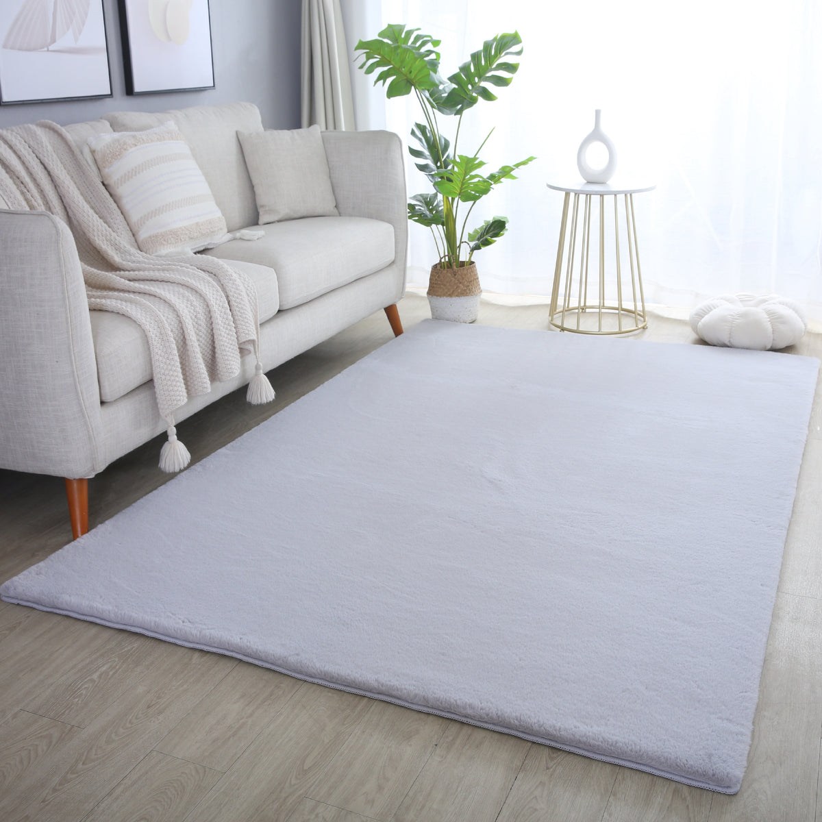 Pouffy 5100 Silver Kurzflor Teppich