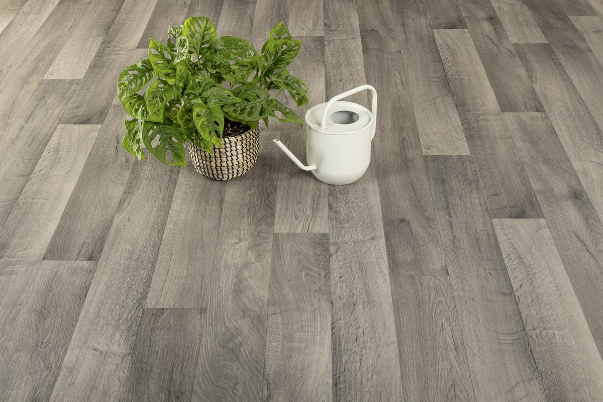 Terracora Eiche Rauchgrau Vinylboden von der Rolle – Detailansicht