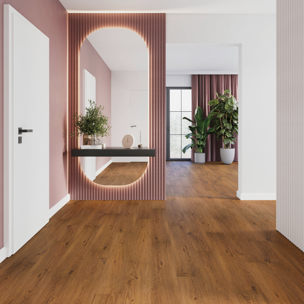 Solenta Eiche Espresso Klebevinyl – Raumbeispiel 1